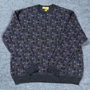 Vintage Tricots St Raphael Sweater Mens XL Wool Knit Pullover Geometric Gray